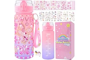 Gift Girls 5 6 7 8 9 10 11 Years, DIY Drinking Bottle Crafts Unicorn, New Year Birthday Gifts for Girls 4-12 Years, School Water Bottles with Glitter Diamond Stickers Design Yourself