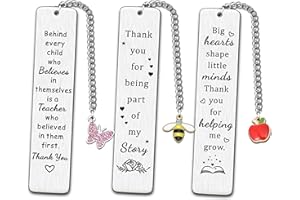 JMIMO 3PCS Teacher Gifts Thank You Teacher Bookmark Gift for Women Men Personalised Teacher Christmas Birthday Presents