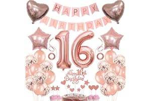 JRZYHI Decoration 16th Birthday Girl Cake Decoration 16th Birthday Girl Decoration Gift for 16th Birthday Girl Rose Gold Birthday 16 Girls 16 Years Birthday Decoration Balloon 16 Birthday 16 Years Girl