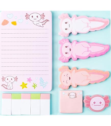 67-Piece Axolotl Stationery Set - Gel Pens, Sticky Notes & Stickers For School & Office