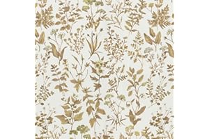 Fiula Pared Dorado Blanco Flor Hoja Papel Pintado Autoadhesivo Impermeable Retro Salón Dormitorio