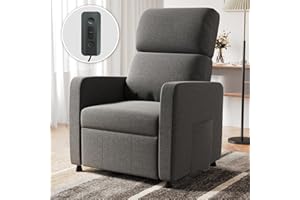 Devoko Poltrona Relax Elettrica, Ergonomica Reclinabile 90°-165°, Poltrona Reclinabile con Schienale e Poggiapiedi Regolabile, Poltrone per Anziani/Soggiorno/Ufficio, con Tasconi Laterali, Grigio