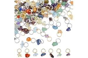 SUPERFINDINGS 84 pzs Colgantes Mixtos Naturales Pepitas Piedras 7 colores Preciosas Abalorios de Piedras de Cristal para Pendientes Collares Pulseras Fabricación de Joyas Joyería DIY, cavidad: 6mm