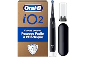 Oral-B Brosse A Dents Electrique iO 2 Noire, 3 Modes De Nettoyage, Brossage Souple Et Silencieux, Capteur De Pression, Brossette Oral B De Rechange, Chargeur, Etui De Voyage, Emballage En Carton