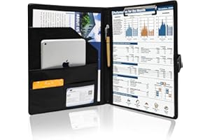 GraduationMall Cartella Portadocumenti con Fibbia Magnetica,A4 Organizer per Documenti con Porta Tablet Ipad Telefono,Porta Blocco per Intervista Viaggi Riunioni Nero