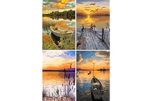 Pykaqil 4 Piezas Pintar por Numeros Adultos, Cuadros para Pintar por Numeros, Paint by Numbers con Pinceles y Pinturas 40 * 50 cm (Sin Marco)