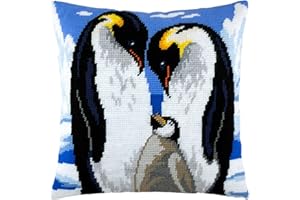 ‎BRVSK Brvsk Verliebte Pinguine. Needlepoint Kit. Dekokissen 16×16 Zoll. Bedruckter Wandteppich auf Leinwand
