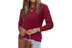 Arach&Cloz Jumpers for Women UK Wool Blend Short Long Sleeve Autumn Winter Sweater Crew Neck Shirt Blouse Tops