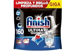 Finish Powerball Ultimate Infinity Shine, pastillas para el lavavajillas con poder quitagrasas y protección del cristal, 2 packs de 80, total 160 Pastillas