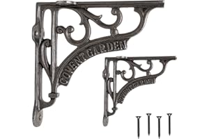 EDUWURXS Industrial Cast Iron Shelf Brackets 6x6” | Heavy Duty Wall Brackets for Shelves (Pack of 2) | Rustic Shelf Supports for Kitchen, Living Room & More (Covent Garden)