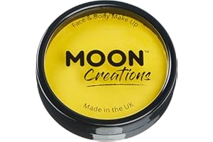 Moon Creations Maquillaje Facial y Corporal Profesional | Pintura de Color Profesional | Pintura Facial para Niños, Adultos, Disfraces, Festivales, Halloween Amarillo brillante 36g