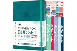 ‎CLEVER FOX Clever Fox Budget Planner Pro – Finanz-Organizer + Geldumschläge, monatliches Finanzjournal, Ausgaben-Tracker und persönliches Kontobuch, undatiert, 18 x 25,5 cm, dunkles Blaugrün