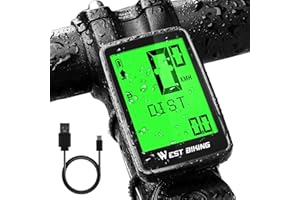 ICOCOPRO Ordinateur de vélo Rechargeable par USB, Compteur kilométrique vélo sans Fil IPX7 étanche, Compteur de Vitesse vélo 5 Langues Ordinateur de vélo avec écran LCD Multifonction, réveil Automatique