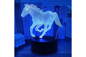 GEMI Lampe Cheval, Lampe 3D Cheval Veilleuse Enfant 16 Couleurs Graduables, Commandes Tactiles et Télécommandes, Rechargeable, Déco Chambre Enfant, Cadeau Anniversaire Chevals Fille pour 6 7 8 9 10 11ans