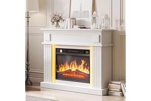 YITAHOME Cheminée Electrique, Effet Flamme 3D Réaliste, Cheminee Decorative Autonome avec Minuterie et Bande Lumineuse LED 24 Couleurs et Télécommande 100X26X80.5CM