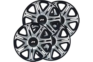 Simoni Racing NAS/15SB Set 4 Copricerchi universali Nascar Silver Black da 15 Pollici, Copriruota Auto Nero e Grigio Silver