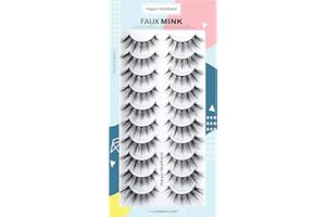 Sztuczne rzęsy 3D Cat-Eye Wispy, naturalne, krótkie, sztuczne rzęsy, super naturalne, puszyste, miękkie, wielokrotnego użytku, sztuczne rzęsy norki, Happy Heartbeat (H2)