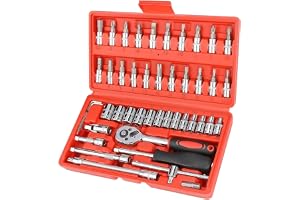 Zaptec 46 Piece 1/4" Socket Set Goti Pana with Ratchet Wrench For Car, Bike, Cycle Repairing, DIY Projects, Home & Automobile Vehicle Service
