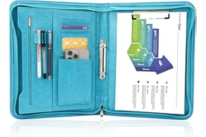 ‎GRADUATEPRO Schreibmappe 2 Ringbuch A4 Konferenzmappe Reißverschluss Leder Wasserdicht Organizer Mappe Dokumentenmappe Türkis