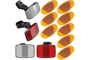 VICDUEKG Juego de 12 reflectores de bicicleta, reflectores delanteros y traseros, reflectores de radios de bicicleta, ojos de gato, para bicicleta de montaña, niños