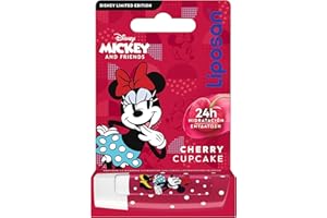Liposan Cherry Cupcake Minnie Mouse Disney Limited Edition (1x 4,8 g), bálsamo labial para niños con 24 h de hidratación, bálsamo labial reparador para unos labios suaves