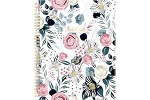 Artfan A4 Notebook - Lined Notebook with Premium Paper, Twin-Wire Binding, Back Pocket, 160 Pages, 8.5"×10.5" - Floral