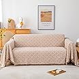 MAYZHOU Sofa Cover, Couch Cover, Throws for Sofas Large 2-3 Seater Sofa Throw Blanket Knitted Fringed Reversible Versatile Blanket Throw for Couch Sofa Bed Chair 180x230cm, Beige