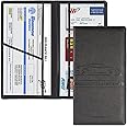 Car Registration & Insurance Card Holder, Auto Glove Box Organizer Document Wallet Leather Manual Folder Vehicle Compartment License Case Truck Accessories or ID, Driver's License - Men&Women, Black