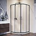 ELEGANT 800 x 800 mm Black Framed Offset Quadrant Shower Enclosure 6mm Tempered Sliding Glass Cubicle Door