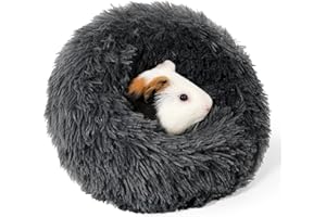 ONEJU Plüsch Meerschweinchen Bett, Meerschweinchen Kuschelhöhle, herausnehmbares Kissen, super gemütlich, ideales Waschbar Bett für Kaninchen und kleine Haustiere, Dunkel Grau