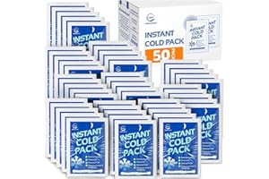 ALLSETT HEALTH Instant Ice Cold Pack (6” x 4.5”) - 50 Packs Disposable Instant Ice Packs for Injuries | Cold Compress Ice Pack for Pain Relief, Swelling, First Aid, Toothache, Athletes & Outdoor Activities