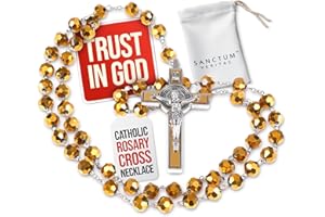 SANCTUM VERITAS Italian Rosary with Pope Leo XIV Apostolic Blessing – Large Beads Catholic Necklace for Car Mirror, First Communion, Religious Keepsake Gift