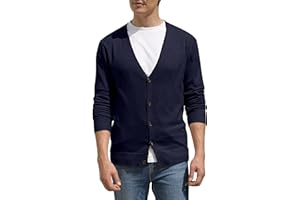 Hisir Męskie dzianinowe kardigany lekkie klasyczne miękkie wełniane kardigan z dekoltem w serek z guzikami, dzianina z długim rękawem, swetry dla mężczyzn, prezent dla mężczyzn