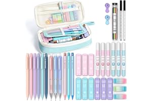Four Candies 36PCS Aesthetic School Supplies, Mechanical Pencils 0.5mm, 0.7mm, 0.9mm & 2.0mm with 624PCS Refills, Cute Mechanical Pencils for Writing, Drawing & Drafting (Blue)