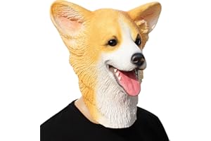 CreepyParty Kostium Halloween, na imprezę, głowa zwierzęcia, maska lateksowa, maska Corgi, pies karnawałowy