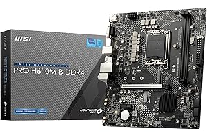 MSI Pro H610M-B DDR4 Carte Mère, Micro-ATX - pour Processeurs Intel Core 12è Gén, LGA 1700-2 x DIMM (3200MHz), 1 x Slot PCIe 4.0 x16, 1 x M.2 Gen3, LAN Intel 1G, HDMI 2.1 & VGA