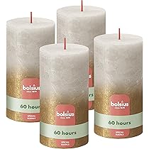 Lot De 4 Bougies Piliers Bolsius Ivoire - 6cm - Cire Végétale Sans Huile De Palme
