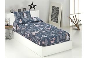 Dhestia Home - Edredón Ajustable Infantil Cama 90 y Cama 105 Niños Forest - Color GRIS, Talla Cama 90
