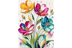 AIRDEA Flores Vibrantes Pintar por Numeros Adultos, DIY Pintura por Numeros Adultos, Vidriera Paint By Numbers Adult Pintura al óleo de Lienzo con Pinceles Pigmento Acrílico 30x40 cm (Sin Marco)