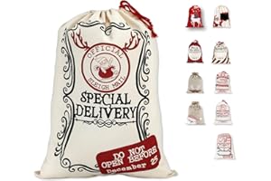 LessMo Bolsa de Lona de Santa Saco de Navidad, Bolsa Grande de Lona con cordón, Bolsa de Algodón Favores de Fiesta para Almacenamiento de Paquetes de Navidad Grandes