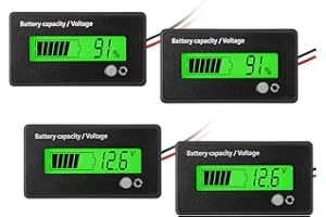 FRIENDA 2 Pezzi Misuratore di Batteria DC 12V 24V 36V 48V 72V con Allarme, Indicatore di Tensione di Capacità di Batteria Monitor Indicatore di Batteria al Piombo-Acido e agli Ioni di Litio (Verde)