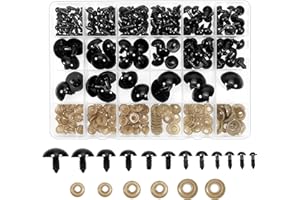 TOAOB THE ONE AND ONLY BABY TOAOB 150 Piezas Ojos de Seguridad para amigurumi 6-24 mm con Arandelas Ojos Manualidades de Plástico Negro para Hacer Muñecas de Crochet Tejer Animales