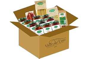 VALLE DEL CRATI ECCELLENZE GASTRONOMICHE DAL 1998 Valle del Crati Cesto di Pasqua con 14 prodotti | Cesto Pasquale con Pasta, Salsiccia, Creme, Sottoli, Sughi ed altro | Cestino Regalo di Pasqua