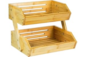 ADEL DREAM Cestino per frutta in bambù a 2 ripiani per frutta e snack perfetto per frutta verdura snack casalinghi e molto altro 2 strati bambù