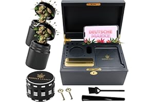 PURPLE LEGACY® Sphinx's Secret Sanctuary, scatola con serratura in legno, 2 bicchieri UV, grande tablet rimovibile, supporto per smartphone, molto spazio e accessori, versione normale