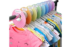 Bloomsworld 8 Baby Wardrobe Dividers, Baby Clothes Hanger Size Dividers from Newborn to Toddler Age, Rainbow Polka Dots for Boys and Girls