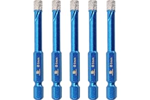Diamond Drill Bit 6mm,BRSCHNITT 5pcs/pack 1/4 Inch Diamond Hole Saw Drill Bit for Porcelain Tile Ceramic Stone Granite Marble,Hex Shank Dry Drilling Diamond Core Drill Bit Set