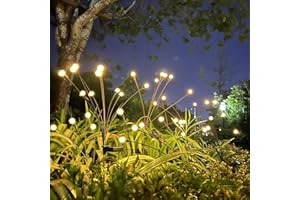 Sakulight 4 Pezzi 32 LEDs Luci Solari Esterno, Lucciole Solari da Giardino, IP65 Imperm Decorazioni Giardino per Esterno, Luce Solare Led Esterno