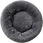 Fhodigogo Plush Donut Dog bed Cat bed Fluffy Calming Pet Bed Dog Round Bed Cat Round Bed Warm Kitten Nest Ideal for Small 3KG