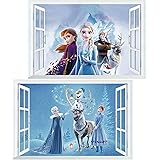 Kibi 2PCS Adesivi Muro Frozen Camera Da Letto Bambini Adesivo Muro Bambini Disney Adesivi Murali Cameretta Frozen Stickers Mu